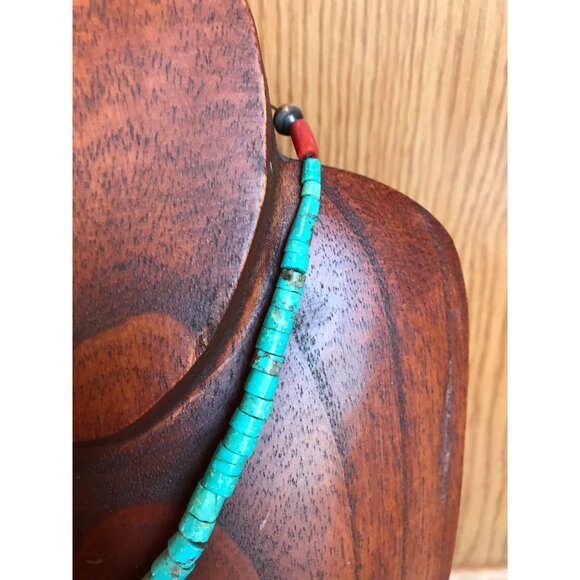 Vtg Necklace Graduated Disc Turquoise & Shell With Mother Of Pearl Discs - Picture 6 of 10